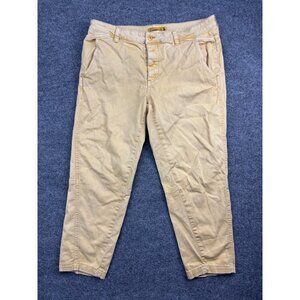 Prana Tapered Pants Women's 14 Tan Yellow Cropped Pockets Mid Rise Stretch Jeans